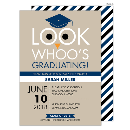 Blue Owl Graduation Invitations
